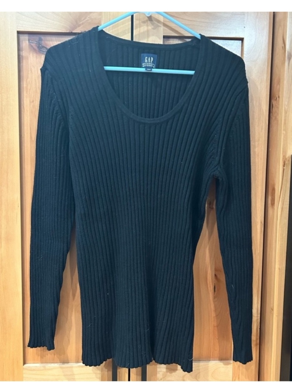 GAP Maternity black Ribbed Long Sleeve scoop neck sweater large L pregnancy